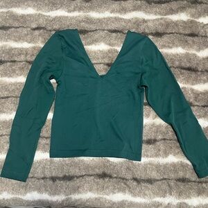 Deep Green V-Neck Women's Top
